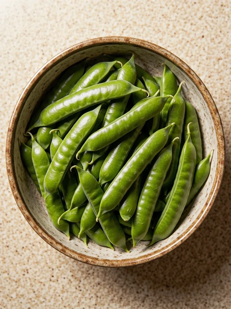 Fresh broad beans in pods
